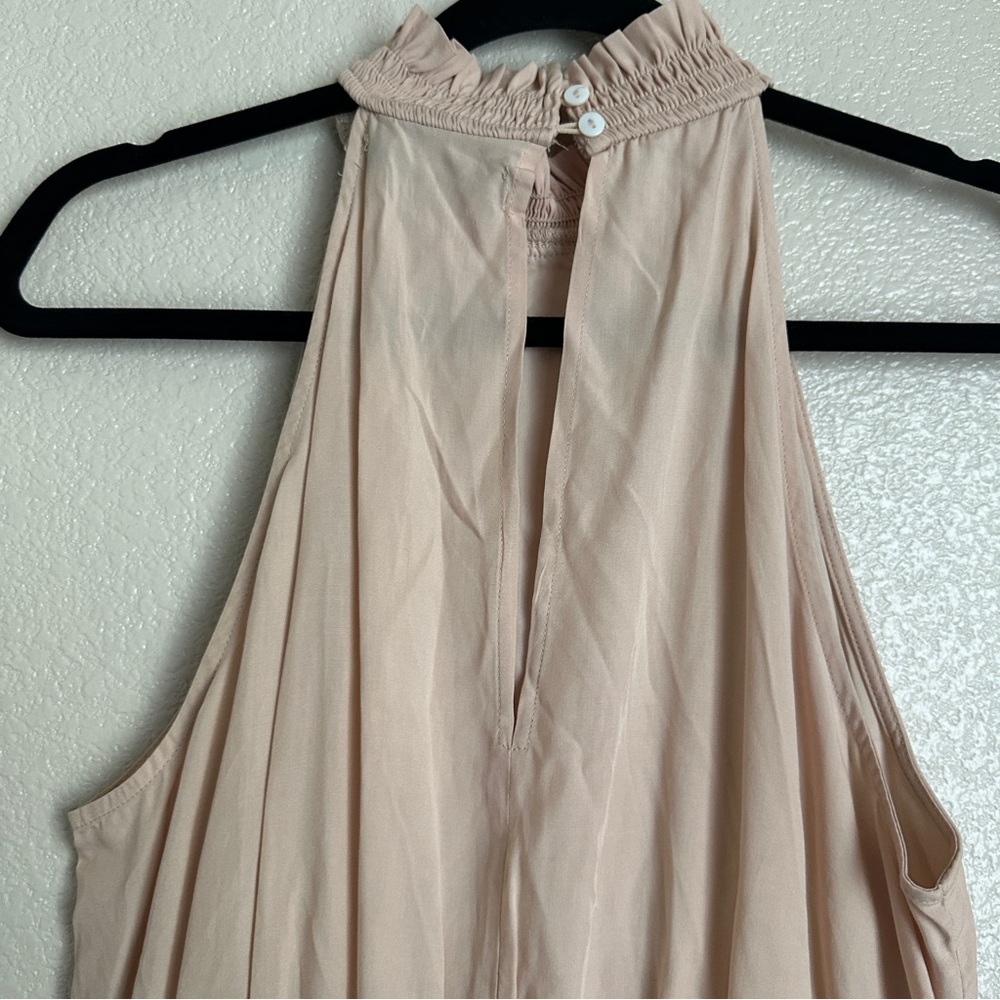 Amazon NWT‎ Taupe Halter Neck Smocked Sleeveless Dress Sz L - Picture 8 of 12